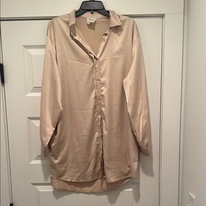 Silky Beige Button-Up Shirt